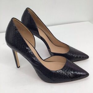 Tory Burch Leather Reptile Print Pumps Heels Classic Career Black Size 8.5M